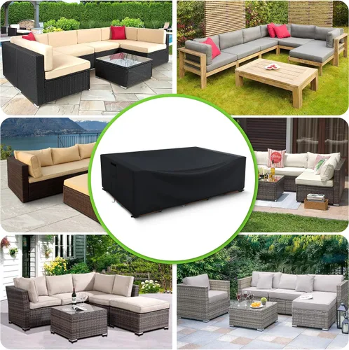 Vista 6 de Fundas para muebles de patio impermeables, resistentes 600D, fundas para muebles de exterior para sofá seccional exterior, resistente al desgarro