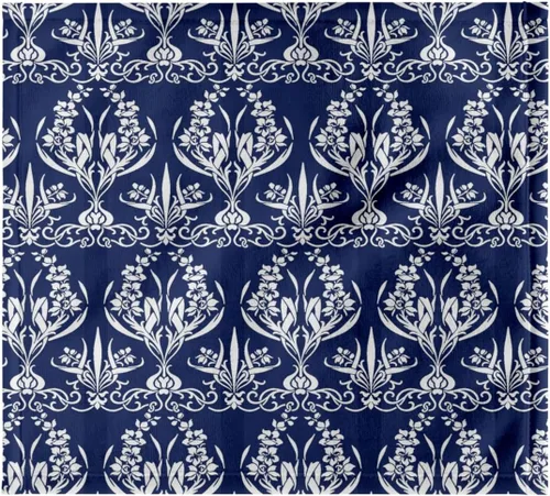 Vista 7 de Toalla de mano de damasco floral de estilo rústico francés 3D rosa en azul, 15 x 22 pulgadas