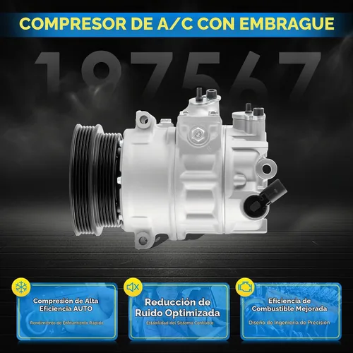 Vista 3 de Compresor de aire acondicionado para Volkswagen Jetta Passat Golf Beetle Cabrio R32 Rabbit, para Audi TT RS Quattro Compresor de CA de repuesto