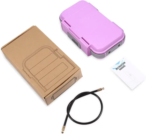 Vista 8 de AMIR Caja de seguridad portátil, cerradura de combinación con código, impermeable, antirrobo, mini caja de seguridad de viaje con cadena extraíble