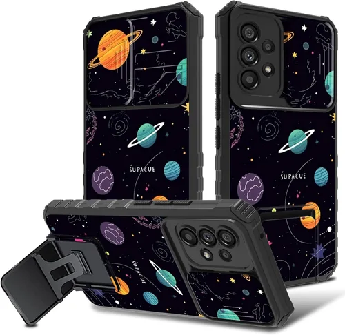 Vista 36 de Funda para Samsung Galaxy A53 5G con cubierta de cámara y soporte de soporte, resistente a prueba de golpes, TPU funda protectora para Samsung