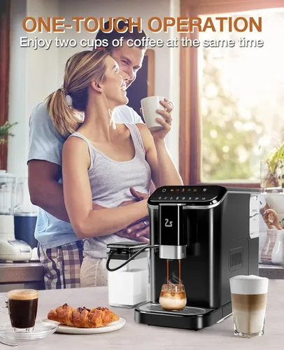 Vista 7 de GarveeTech Máquina de café expreso totalmente automática, máquina de café y café con espumador de leche automático, molinillo de granos espresso