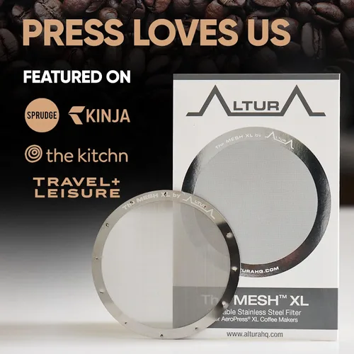 Vista 3 de ALTURA Filtro de acero inoxidable MESH XL para cafeteras AeroPress, repuesto de filtro de metal reutilizable para rico sabor, viajes y preparación