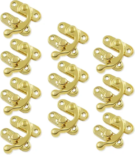 Vista 9 de Bonsicoky 10 cerrojos de gancho derecho con brazo oscilante, joyero de madera, cerradura decorativa de cuerno para caja de almacenamiento de joyas