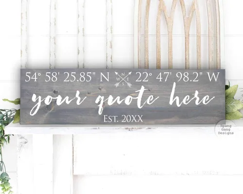 Vista 2 de Letrero personalizado con tu texto, letrero de madera personalizado, letrero de madera de 20 x 6 pulgadas, personalizado con tu información + coords