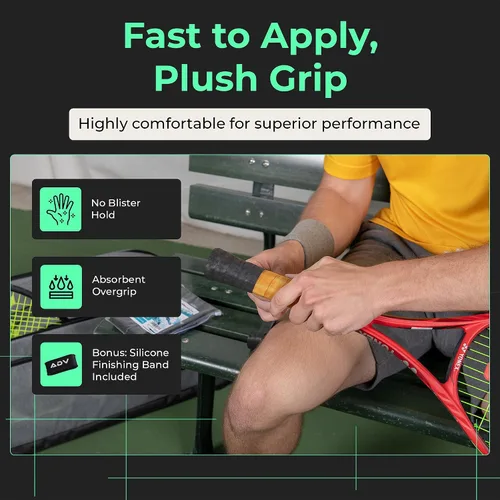 Vista 3 de ADV Dry - Cinta de agarre para raqueta de tenis, paquete de 12 y 30 unidades, cinta de agarre para raqueta de tenis FeltTac, cinta de agarre ultra