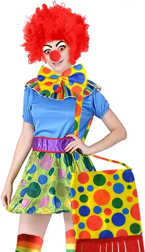 Vista 3 de jiebor Disfraz de payaso para peluca, accesorios de nariz, pajarita, guantes blancos para fiestas, carnavales, juegos de simulación, hombres