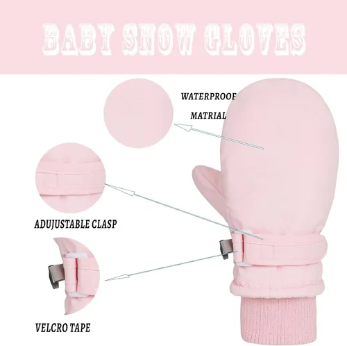 Vista 3 de Urban Virgin Guantes de invierno impermeables para niños pequeños, guantes de invierno con puños de dinosaurio cálidos para niños, guantes de esquí