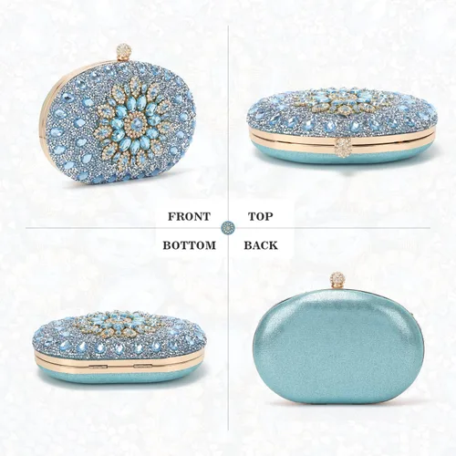 Vista 2 de Bolso de mano de noche con diamantes de imitación para mujer, bolsa de mano con diamantes brillantes y brillantes, bolsa de fiesta de boda de cristal