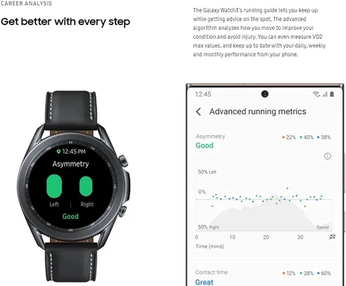 Vista 9 de Samsung Reloj inteligente Galaxy Watch3 2020 (Bluetooth + Wi-Fi + GPS) Modelo internacional (plata, 1.614 in)