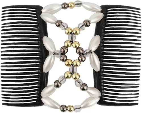Vista 6 de Peines de pelo elásticos para el cabello, pinzas dobles elásticas para el cabello, herramienta de peinado de bricolaje para mujeres y niñas