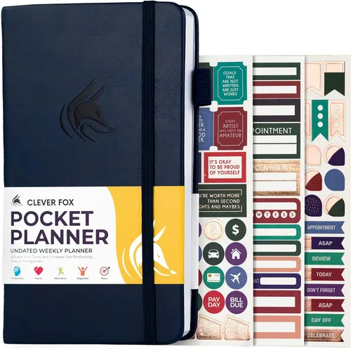 Vista 17 de Clever Fox Agenda de bolsillo semanal – Agenda mensual sin fecha y calendario, mini planificador perfecto para bolso, 3.7 x 6.7 pulgadas