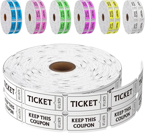 Vista 8 de Boletos para rifas de doble rollo 8000 boletos 50/50 para eventos, entrada, premio de clase, recaudación de fondos y premios