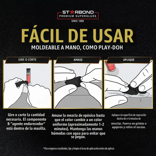 Vista 4 de STARBOND Masilla epoxi blanca de 2 onzas, resistente a altas temperaturas, sin BPA, curado duro para proyectos de automoción, fontanería Blanco