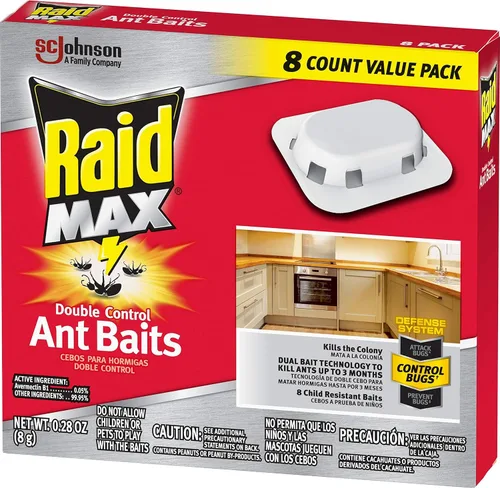 Vista 4 de Raid Max - Cebos para hormigas de doble control, sistema de defensa de uso doméstico para controlar insectos, tecnología de cebo doble, 0.28 onzas