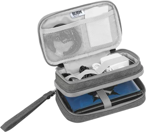 Vista 2 de BUBM Estuche de almacenamiento de doble compartimento compatible con 3DS3DS XLNew 2DS XL y accesorios, bolsa de transporte protectora, estuche