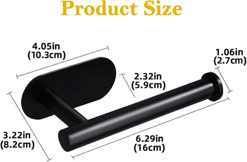 Vista 3 de WYSE Soporte de papel higiénico negro autoadhesivo, soporte para papel higiénico para baño, portarrollos de papel higiénico, acero inoxidable SUS304