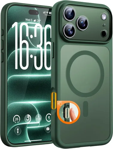 Vista 702 de TOCOL Funda magnética 3 en 1 para iPhone 15 Pro, mejorada [protección completa de cámara] con 2 protectores de pantalla, compatible con MagSafe Gris