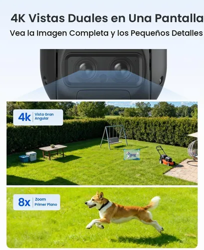Vista 2 de REOLINK TrackMix 4K Dual-Lens PTZ Solar Security Cameras Wireless Outdoor Grey