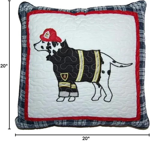 Vista 2 de Blancho Bedding [Departamento de bomberos] 100% algodón hipoalergénico dálmata bombero Patchwork almohada decorativa