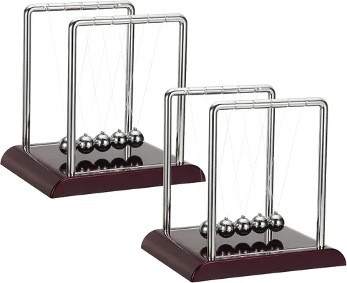 Vista 8 de PATIKIL Paquete de 2 cradle Newtons, péndulo de cuna de Newton, 5 bolas de equilibrio, juguetes de escritorio, bola de gravedad, divertida