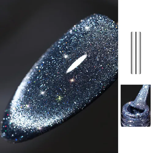 Vista 10 de X&D Juego de esmaltes de uñas de gel Cat Eye en arco iris reflectante con efecto holográfico magnético, 0.2 fl oz de esmalte de uñas para arte de 1