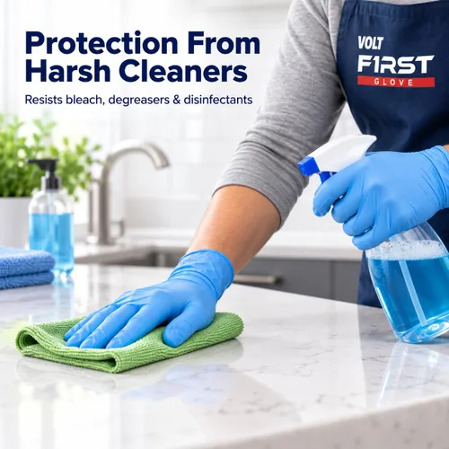 Vista 7 de FIRST GLOVE Volt - Guantes desechables de nitrilo azul de 6 mil, 100 unidades, pequeños, aptos para alimentos, para examen médico, para cocinar