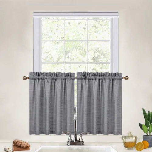 Vista 10 de CAROMIO - Cortina para cocina, cortina texturizada, cortinas para ventana de baño, varios tamaños