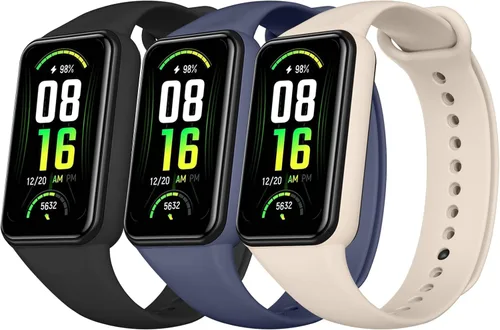Vista 10 de Amzpas Bandas de TPU para Amazfit Band 7 Fitness & Health Tracker, paquete de 3 pulseras suaves y transpirables, correa deportiva de repuesto