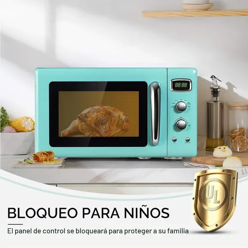 Vista 7 de ARLIME Microondas retro de 0.9 pies cúbicos, horno microondas de encimera Verde
