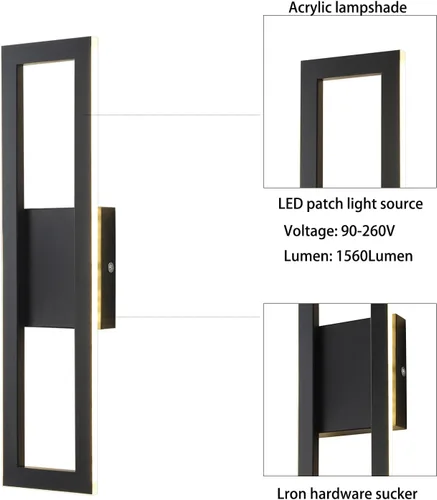 Vista 5 de Lámpara de pared LED para interiores, lámpara de pared moderna de 15.74 pulgadas, lámpara de pared de barra larga, lámpara de decoración con luz