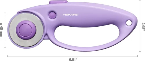 Vista 4 de Fiskars Cortador giratorio Loop, colección Explore Ultra Lila, cuchilla de acero de precisión para tela, fieltro y vinilo, 45 mm