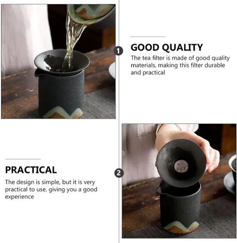 Vista 8 de ULTNICE Accesorio de filtro de té de cerámica con colador de malla fina para el hogar y la habitación, diseño compacto de 3 x 3 x 1.77 pulgadas