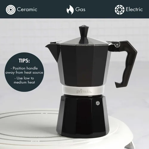 Vista 3 de Primula Cafetera Clásica para Estufa de Espresso y Café, Olla Moka para Preparar Café Italiano y Cubano, Cafetera Greca, Cafeteras, para 6 Tazas