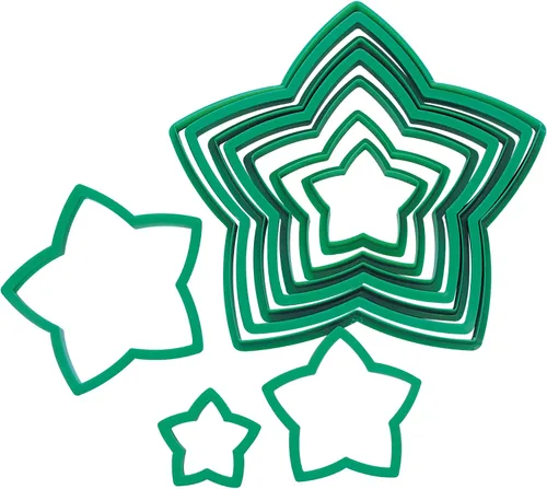 Vista 3 de R&M International Star Tree - Cortadores de galletas para hacer árbol 3D, juego de 10 piezas de plástico