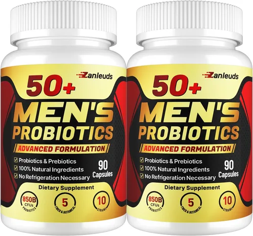 Vista 9 de Probióticos para hombres, potente probiótico para hombres de más de 50 años, salud intestinal y digestiva completa, con 850 mil millones de UFC