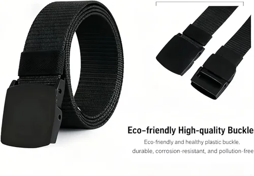 Vista 7 de Cinturón táctico para hombre, correa de nailon con hebilla de plástico de liberación rápida, cinturón de utilidad extra largo de 50 pulgadas
