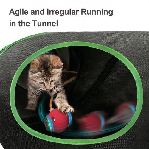 Vista 3 de Juguetes interactivos para gatos con bola de rodadura rápida en túnel para gatos – Bola activada por movimiento en túnel de enriquecimiento, juego