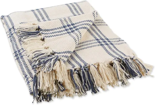 Vista 12 de DII Modern Farmhouse Plaid Collection - Manta de algodón con flecos, 50 x 60 pulgadas, color blanco/verde antiguo