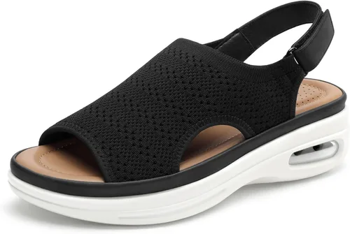 Vista 11 de mysoft Sandalias cómodas para caminar con amortiguación de aire para mujer, zapatos de plataforma de punto transpirable