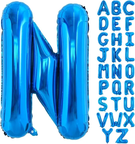 Vista 13 de Globos TONIFUL de 40 pulgadas, grandes, azules, con letras B gigantes, globos de alfabeto de papel de aluminio, mylar, grandes globos