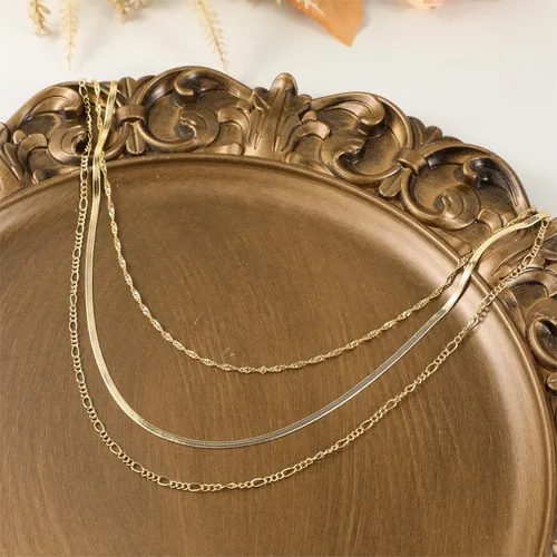 Vista 5 de ASCOMY Collares en capas para mujer, delicado collar de oro de 14 quilates chapado en oro de espiga para mujer, collar de cruz de perlas, clip