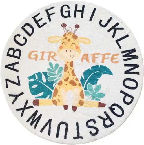 Vista 3 de LIULA ABC - Alfombra infantil de jirafa para sala de juegos, 3.3 pies, lavable, colorida, para cuarto de bebé, ultra suave, antideslizante, alfombra