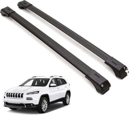 Vista 11 de ERKUL Barras transversales de techo para Jeep Grand Cherokee 2005-2010 Barras transversales de aluminio con bloqueo antirrobo para techo Negro