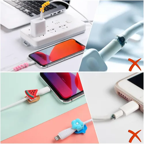 Vista 3 de Flutesan 40 protectores de cable de cargador de dibujos animados