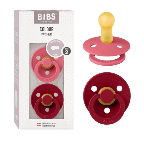 Vista 39 de BIBS - Paquete de 2 chupetes para bebés, goma natural libre de bisfenol A, hechos en Dinamarca, colección Colour, para bebés de 18+ meses, azul bebé