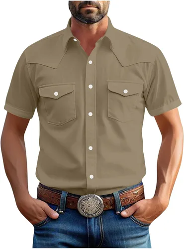 Vista 19 de Men's Short Sleeve Button Down Shirts Cargo Shirt Fashion Casual Summer Beach Shirts Business Work Basic Tee Tops