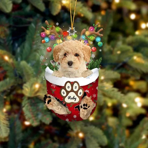Vista 62 de Adornos personalizados de Pug cervatillo – Decoración personalizada para árbol de Navidad con patas de bolsillo de nieve