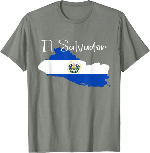 Vista 32 de Camiseta con la bandera de El Salvador, mapa de El Salvador, camiseta de Salvador para mujer