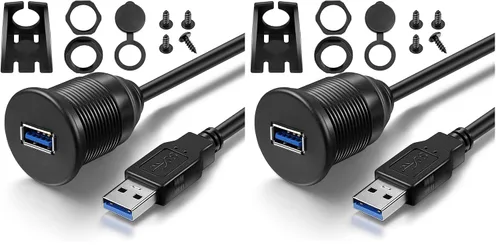 Vista 8 de Cable de extensión USB 3.0 macho a USB 3.0 hembra AUX de montaje empotrado para automóvil, camión, barco, motocicleta, panel de salpicadero